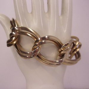 Vintage Large Double Link Gold Bracelet 7" L